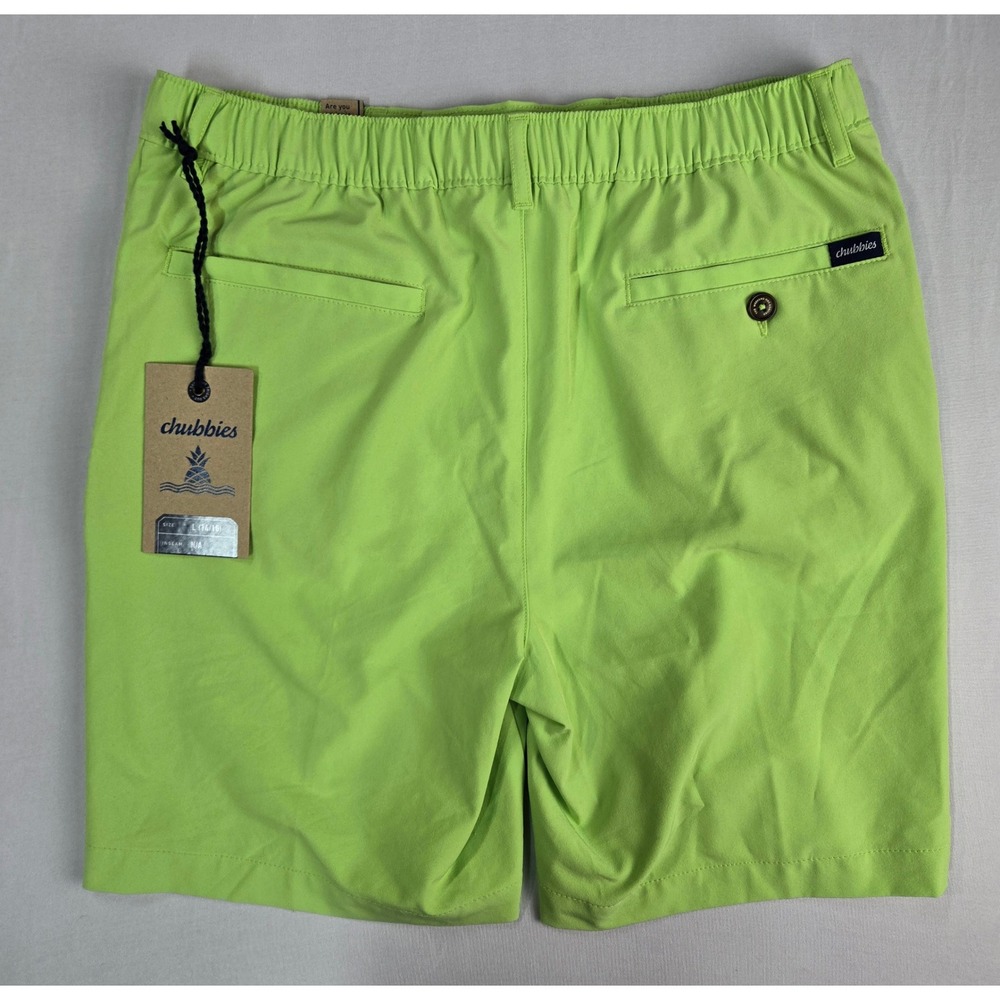 Chubbies Kids Everyday Shorts Lime Green Performance Drawstring Size L 14/16 NWT - Picture 2 of 3